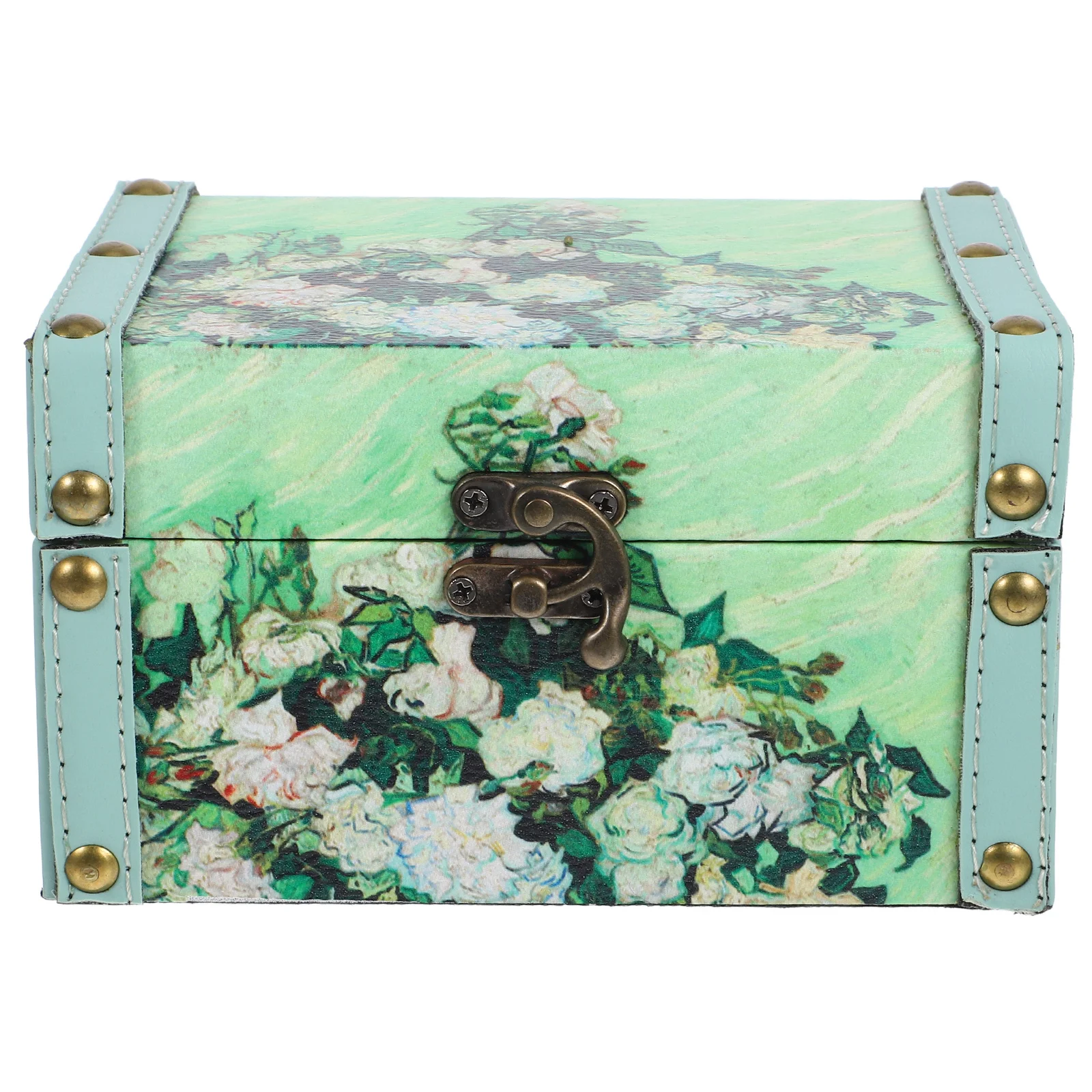 

1pcs Oil Painting Art Jewelry Box Vintage Wooden Storage Organizer For Women Desktop Keepsake Treasure Chest Trinket Display