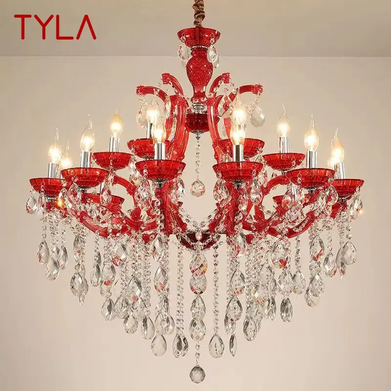 

TYLA LuxuriousCandle Pendent Lamp European Style Crystal Lamp Art Living Room Restaurant Villa Staircase Duplex Building