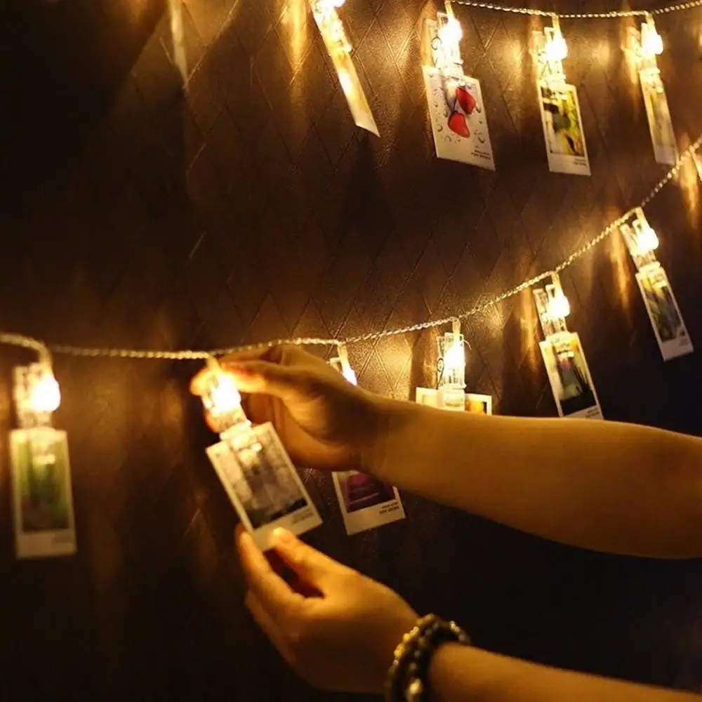 10LED Fairy Lights Photo Clip String Light USB/Battery Powered Lights For Bedroom Christmas Party Photo Wall Wedding Decor