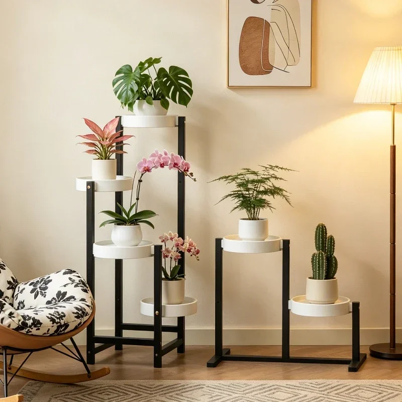 Flower shelf living room floor-to-ceiling household medieval balcony green plant flower potted plant bracket new Chinese shelf