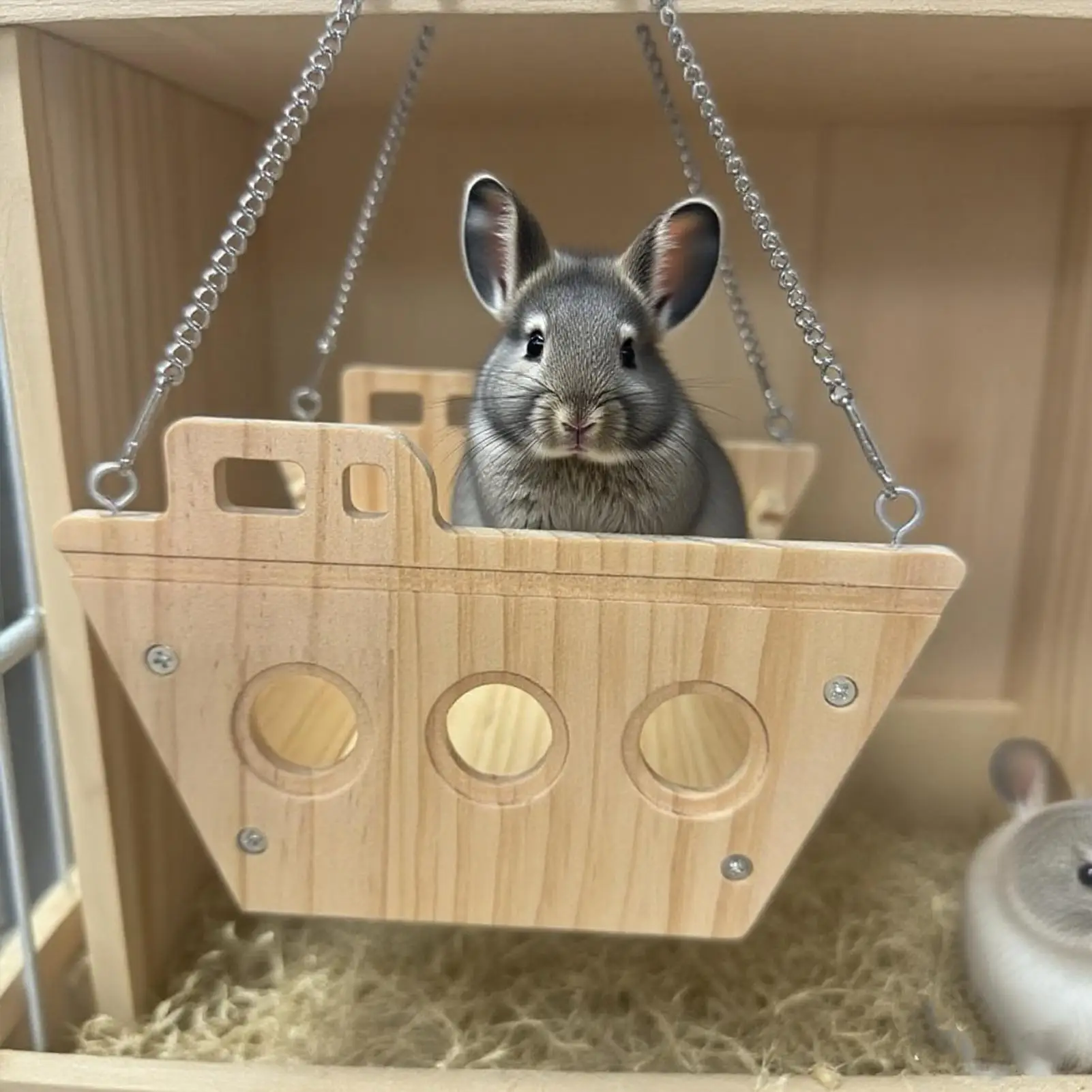 

Bunny Hammock Wooden With Hook Climbing Toys Chinchilla Cage Stand Exercise Toys For Sugar Glider Ferret Syrian Bird Indoor