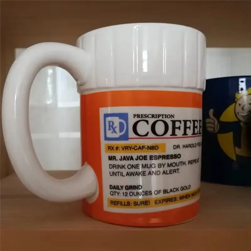 ABUN Mug Medicine Bottle Dress Up Coffee Cup Tea Cup Mug Lover Collection Gift Funny Prescription Coffee Mug
