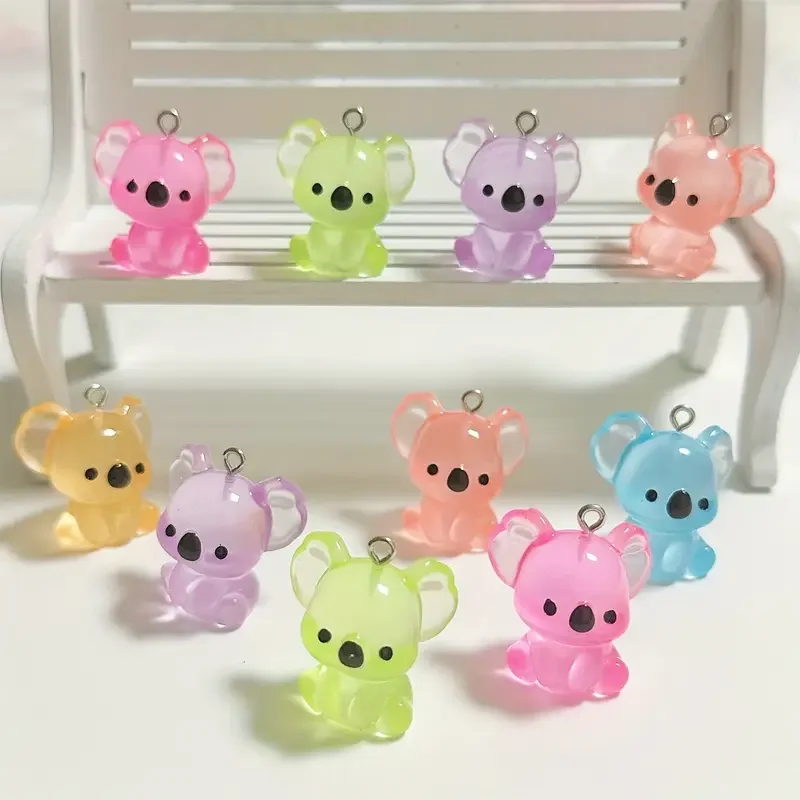 

6 шт. смешанные светящиеся в темноте подвески из смолы «Коала», подвески для изготовления ювелирных изделий, серег, ожерелий, браслетов, аксессуары «сделай сам»