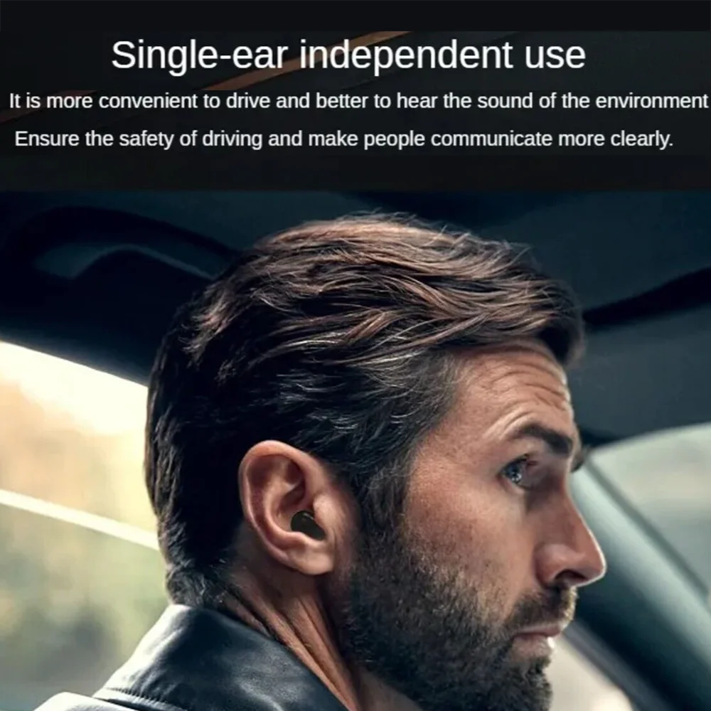 SK18 Mini Invisible Headphones Wireless Bluetooth 5.3 Headphones Bass Sleeping Headphones with Microphone Noise Cancellation HD