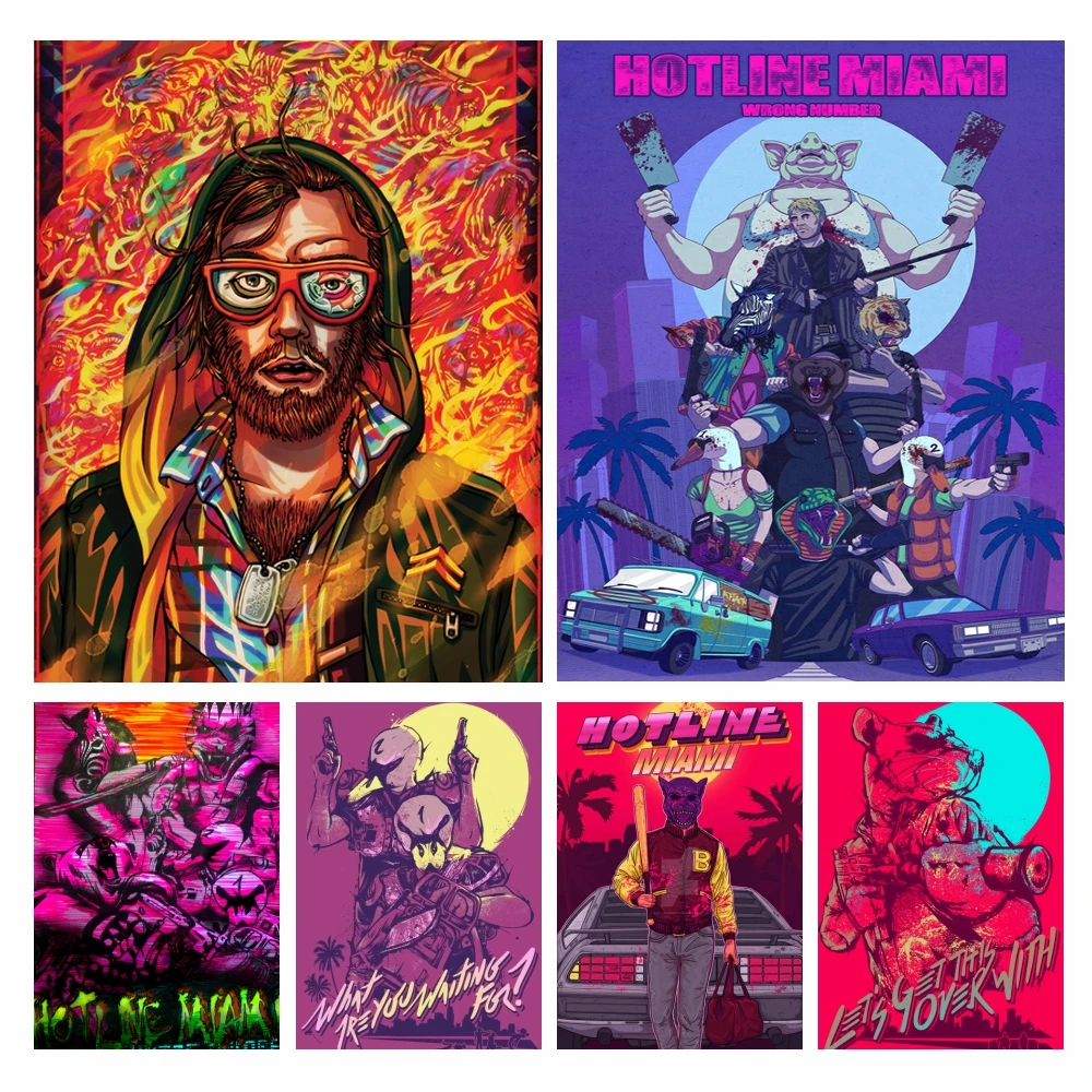 

Hotline Miami Poster Diy 5D Full Diamond Painting Hot Classic Game Posters Mosaic Rhinestone Cross Stitch Kit Tableau Home Decor