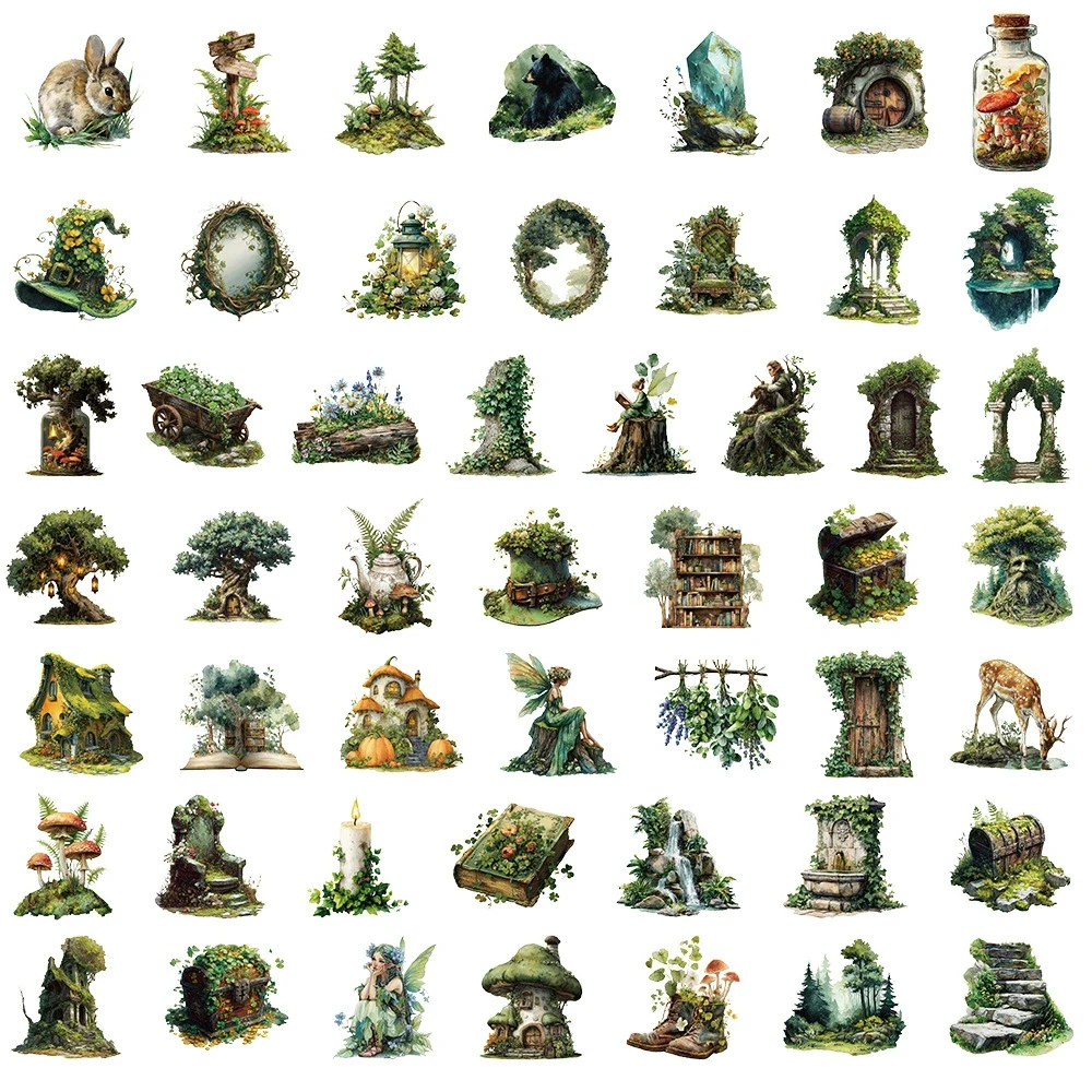 10/30/50 قطعة شفافة الغابات ماجيك الساحرة الكرتون ملصقات Vintage الشارات الجمالية DIY بها بنفسك القرطاسية خوذة سيارة لطيف ملصق حزمة #6