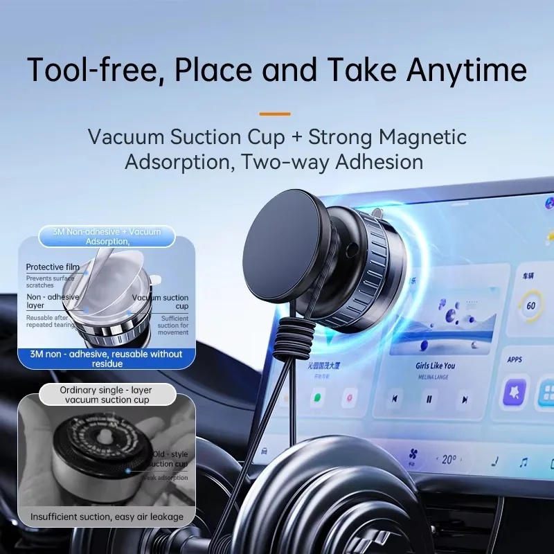 

New Rotation Car Mount Magnetic Vacuum Adsorption Suction Cup Bracket Car Mobile Cellphone Holder Stand