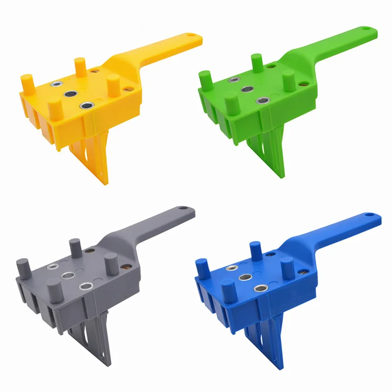 Handheld Woodworking Dowel Drill Guide Hole Saw Tool with 6/8/10mm Drill Bit Carpentry Straight Hole Locator Clamp for Precision