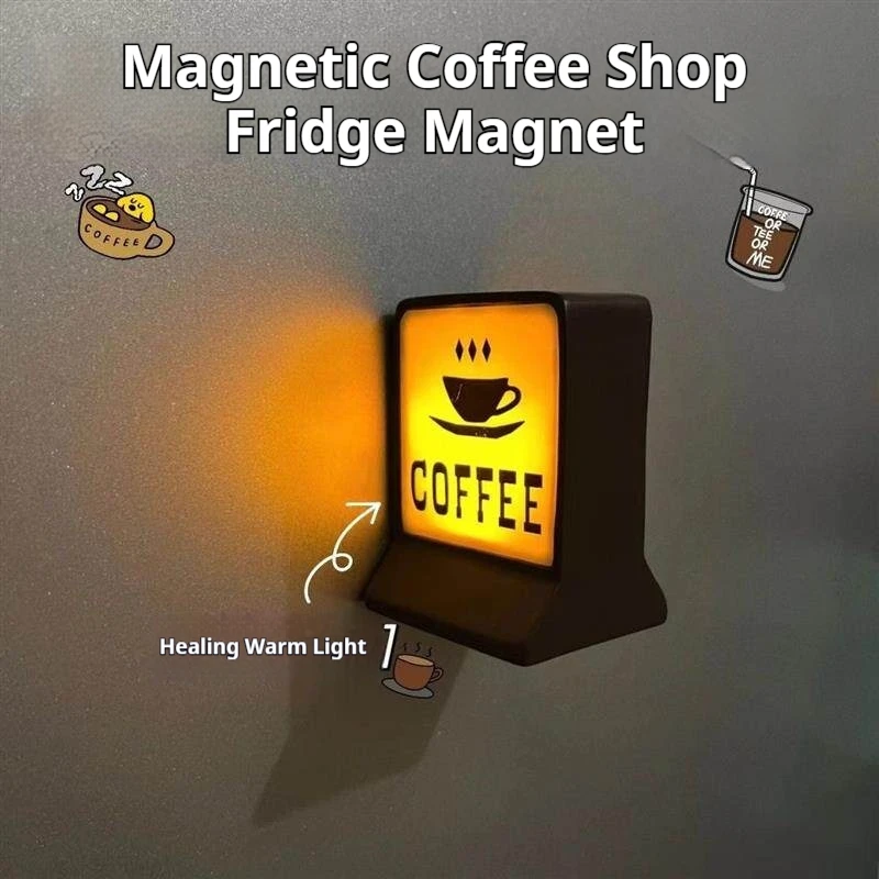 Japanese Style Vintage Mini Coffee Night Light Retro Desktop Atmosphere Decoration Fridge Magnet For Bar Coffee Shop Birthday
