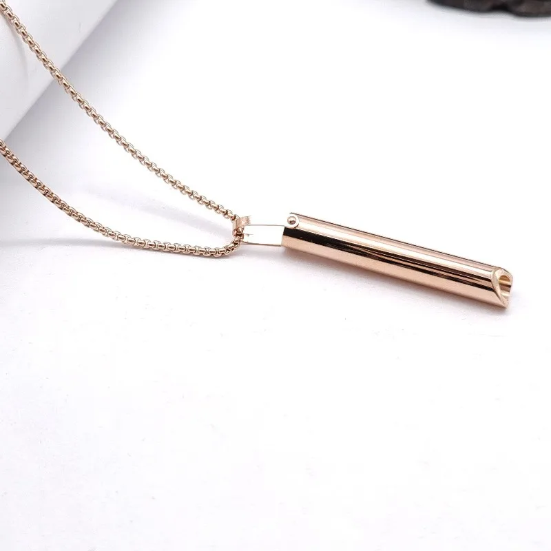 Stainless Steel Decompression Whistle Necklace for Meditation Mindfulness Regulating Breathing Relieving Stress Pendant Jewelry