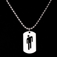 Billie Skew Head Tag Stainless Steel Pendant Necklaces Fashion Hip Hop for Men Women Hang Tag Metal Crafts Jewelry Gift