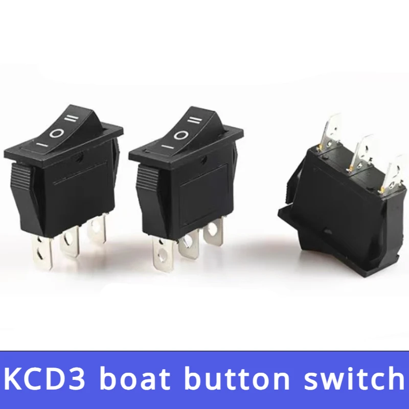 

5 шт. KCD3 клавишный выключатель 15 а/20 А 125 в/250 в ВКЛ./ВЫКЛ. 3-х позиционный 3-контактный Электрический выключатель питания черного цвета