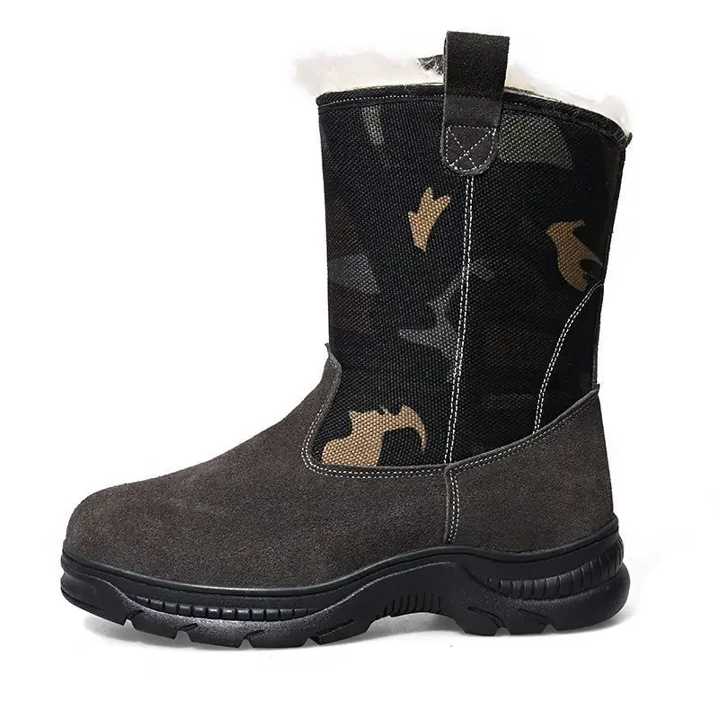Men's Fur Integrated High Top Long Mongolian Snow Boots