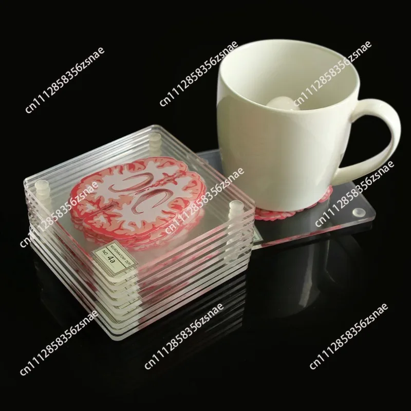 Halloween undead flower brain slice acrylic coaster table mat party gift