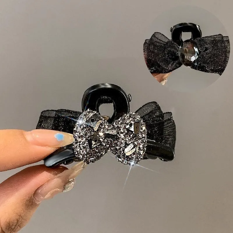 

Shiny Rhinestone Hair Claws for Women Shark Grab Clips Sweet Girl Bow Hairpins Small Bowknot Barrette Headdress Hair Accessories