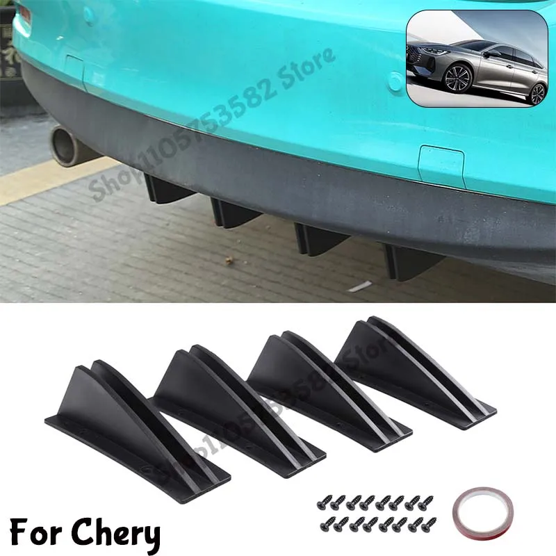 For Chery Rear Bumper Shark Fin Diffuser Carbon Fiber Lip Spoiler Airflow Anti-Collision Protector