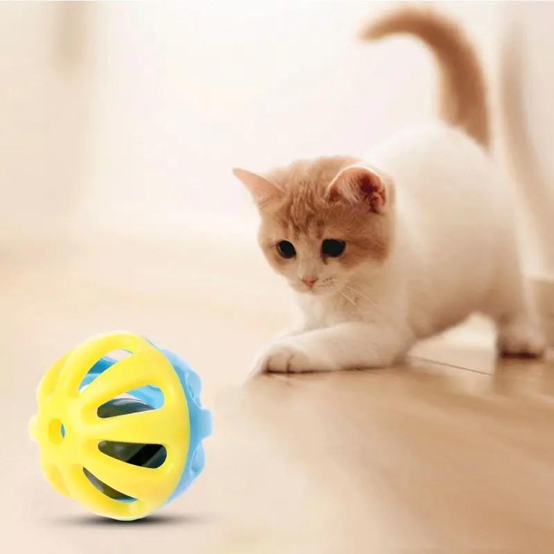 10PCS Colorful Hollow Balls Built-in Bells for Cat Dog Interactive Balls Fun Training Chasing Pet Balls Toy for Pet