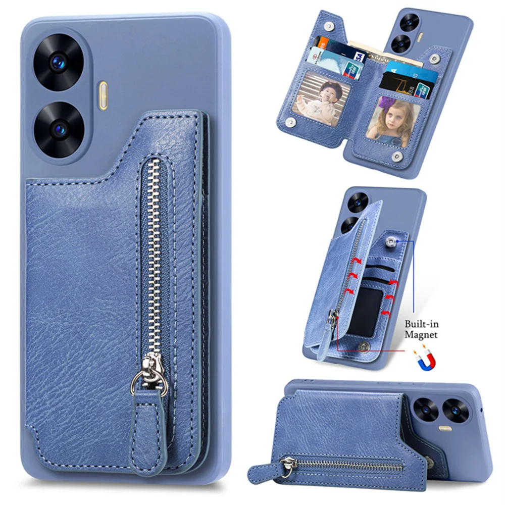 

Reno11 F 5G 2024 Zipper Wallet Case For OPPO Reno 11F Camera 360 Protect Leather Back Panel Funda Reno 11F 11 F Luxury cover