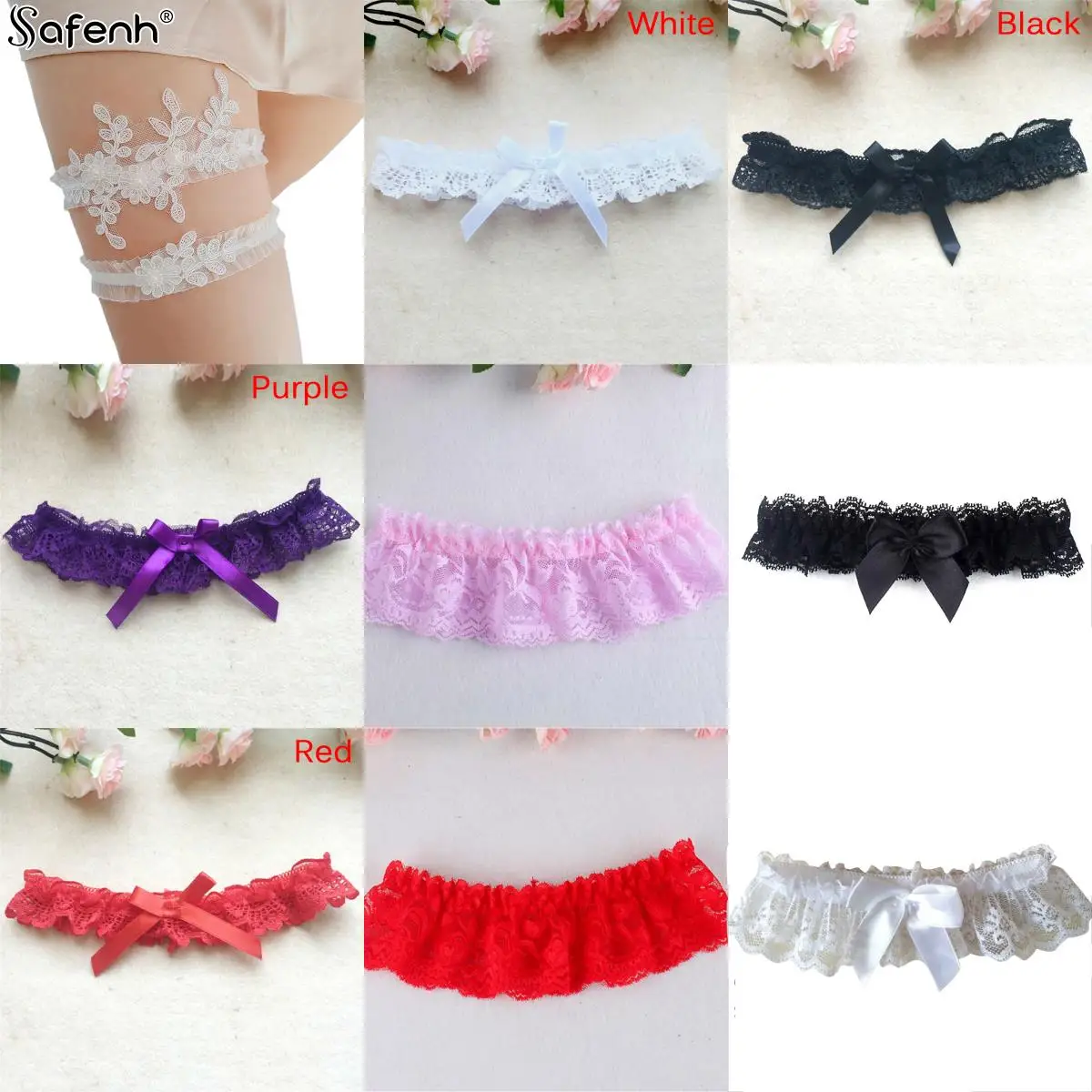 Rhinestone Embroidery Flower Beading White Sexy Garters Thigh Ring Bridal Leg Garter Wedding Garter For Women/Female/Bride