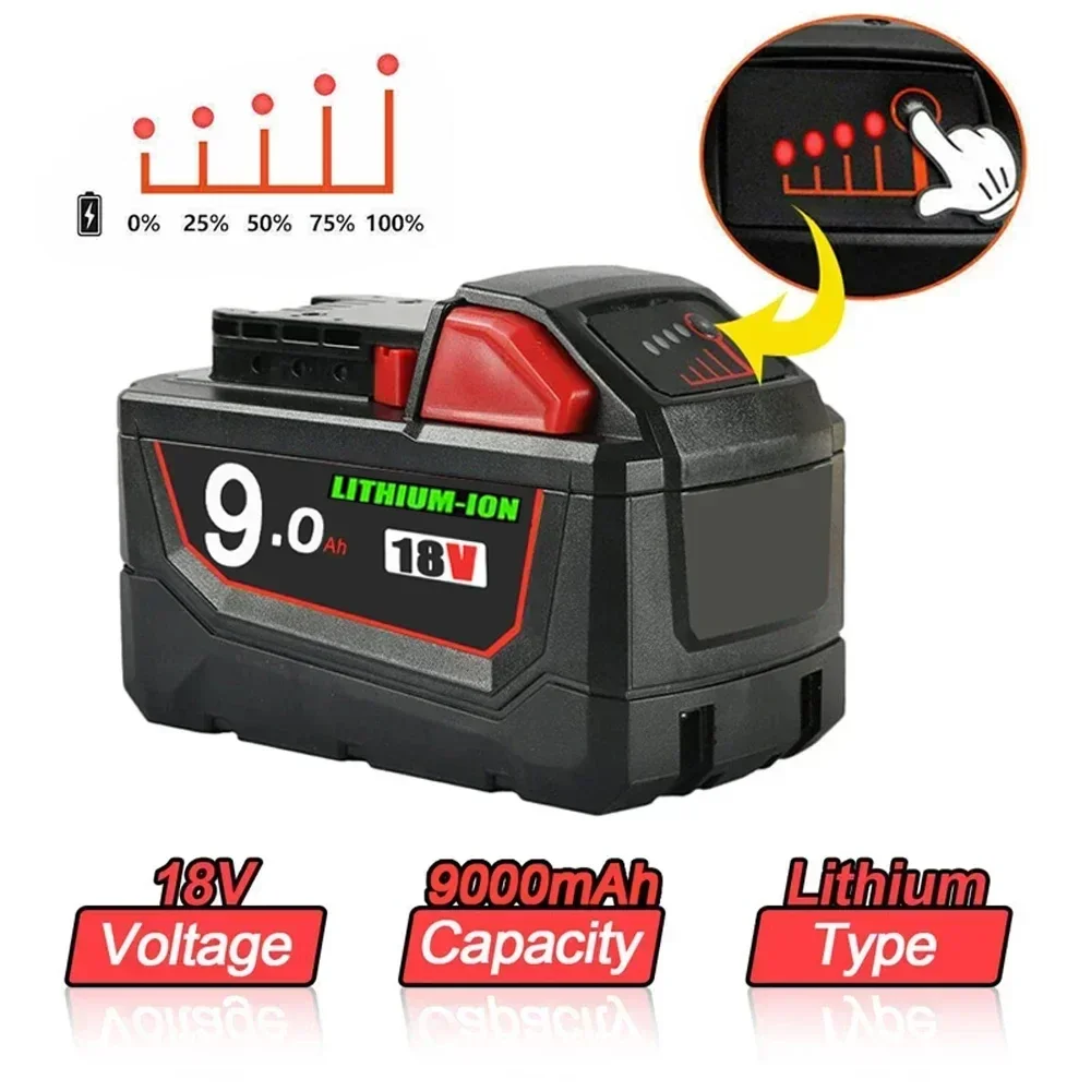 18V 12.0Ah/9.0Ah asli untuk Milwaukee M18 baterai 48-11-1815 48-1850 2604-22 2604-20 2708-22 2607-22 baterai power Tools