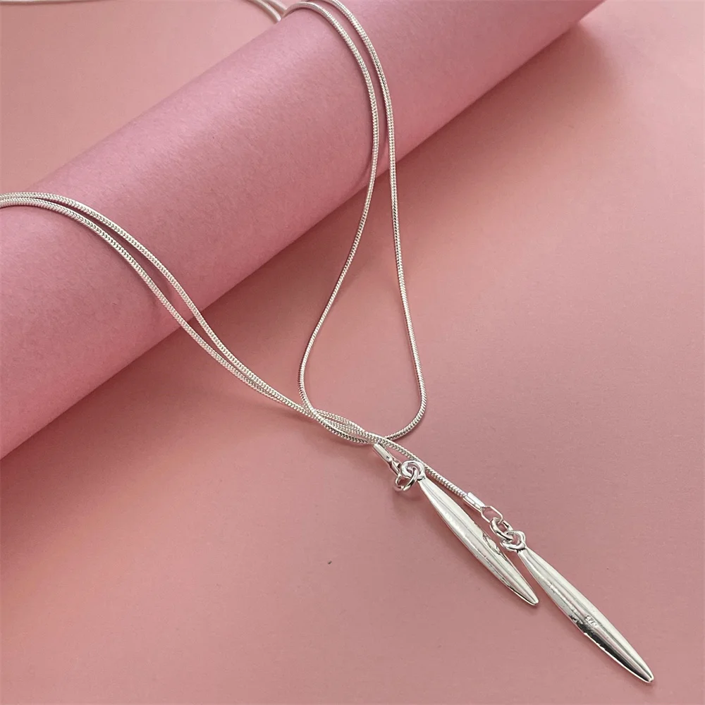 Fashion silver color double needle necklace hot sale men and women fashion jewelry prom gift