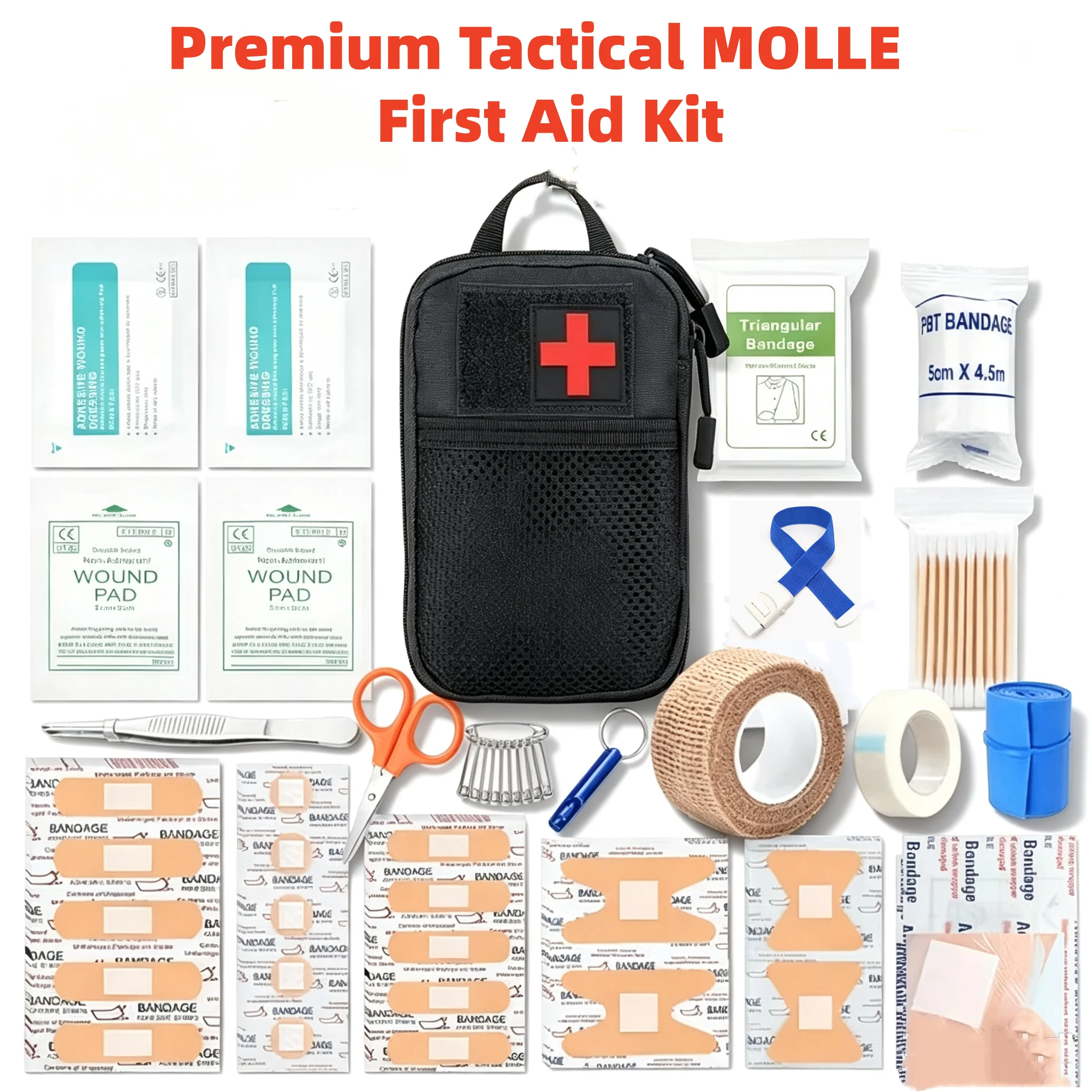 107pcs IFAK Tactical Molle Pouch Survival First Aid Kit for Emergency Rescue Outdoor Camping Hiking Sports Portable