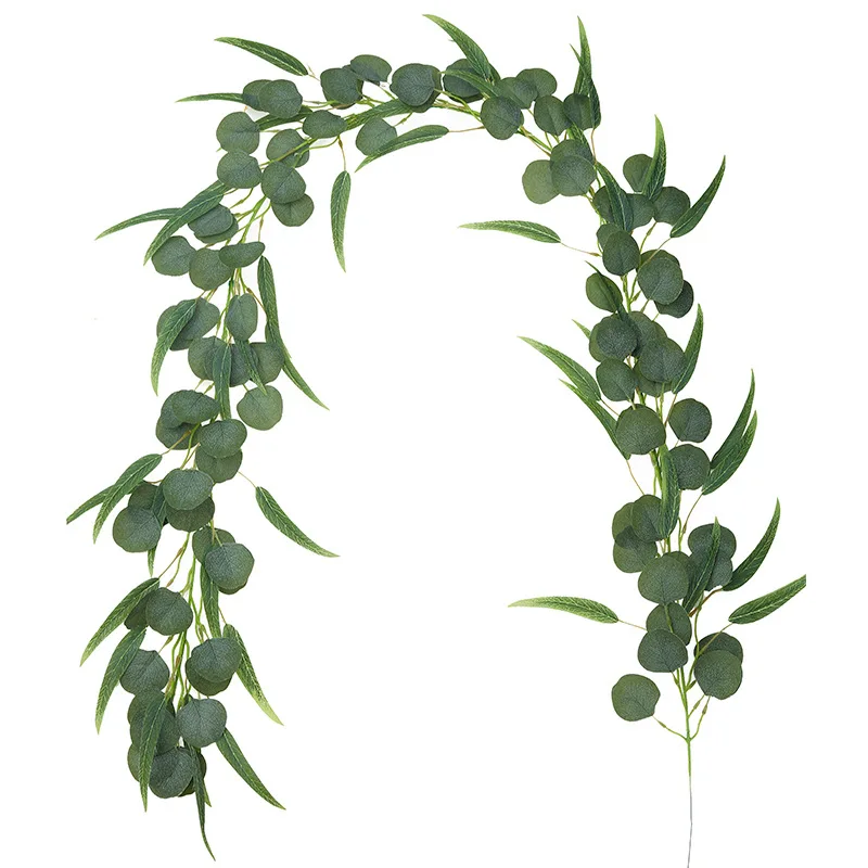 Artificial Plant Silk Eucalyptus Money Round Leaf Vine Home Living Room Decoration Simulation Rattan Green Plants Leaf Vines