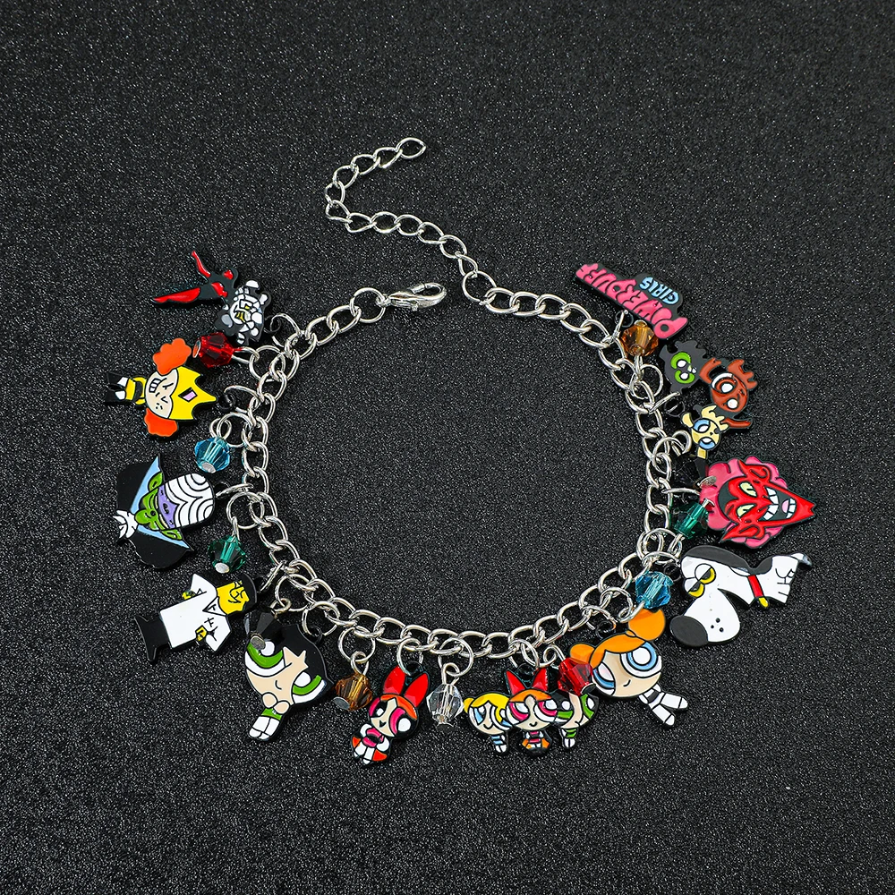 Elegant Cartoon Beaded Bracelet, Zinc Alloy Powerpuff Girls 