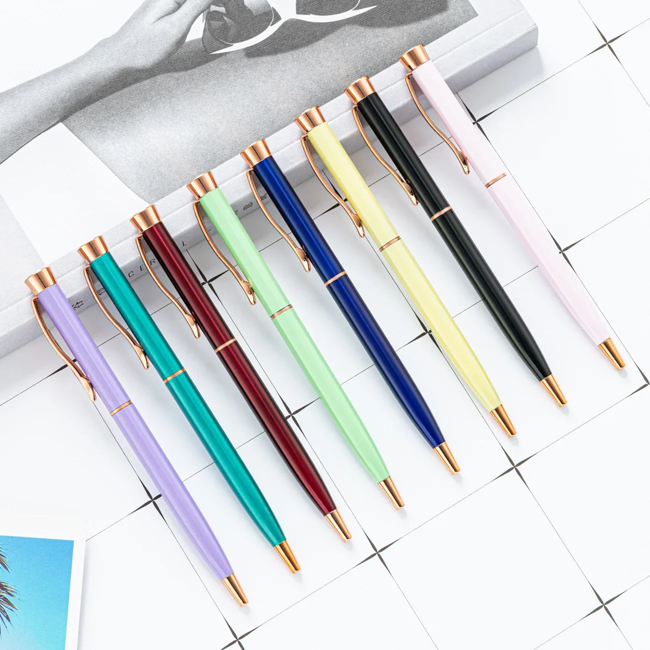 

30PCS New Metal Ballpoint Pen Wholesale Office Writing Tools Multi Color Rotating Business Ballpoint Pen Advertising Pen