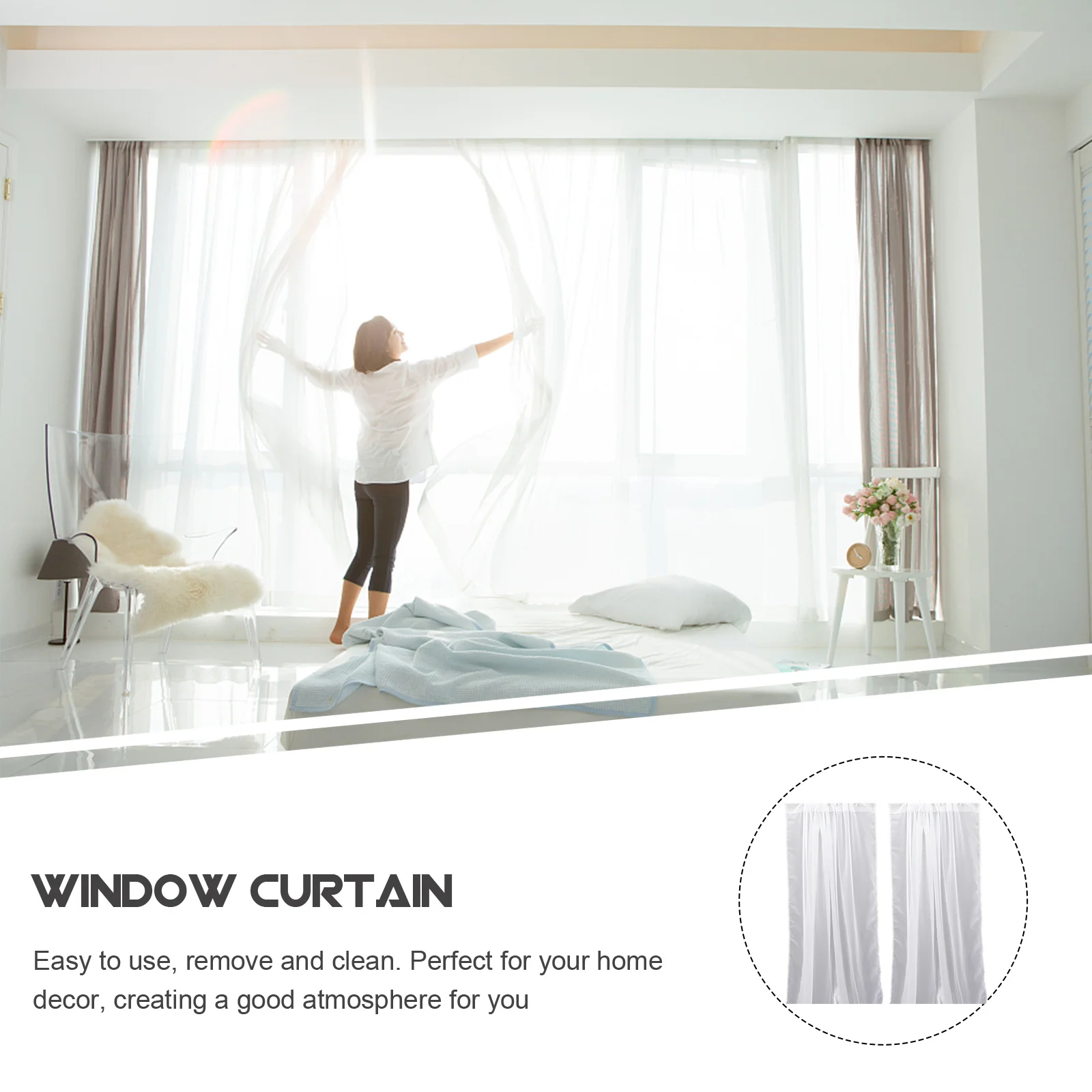 2 قطعة ستائر النافذة شير الستائر غرفة نوم شرفة ديكور رومانسية أنيقة المنزل استخدام الستائر ، الستائر نافذة الستائر #1