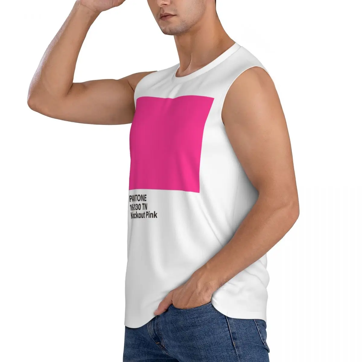 Pantone 16-2130 TN Knockout Pink Men Sleeveless Tank Tops Quick Dry Breathable Gym Fitness Running Summer Casual Sport Vest