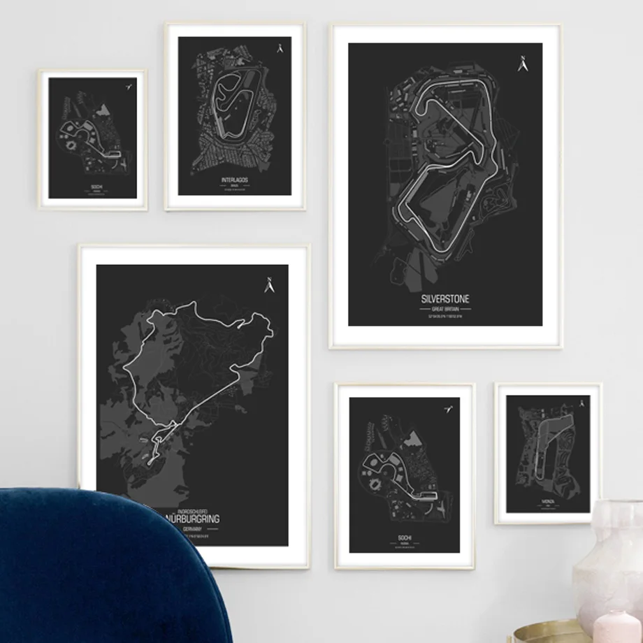 

Formula 1 Circuit Motorsport MInimalist Wall Art Canvas Painting Nordic Posters And Prints Wall Pictures For Living Room Decor
