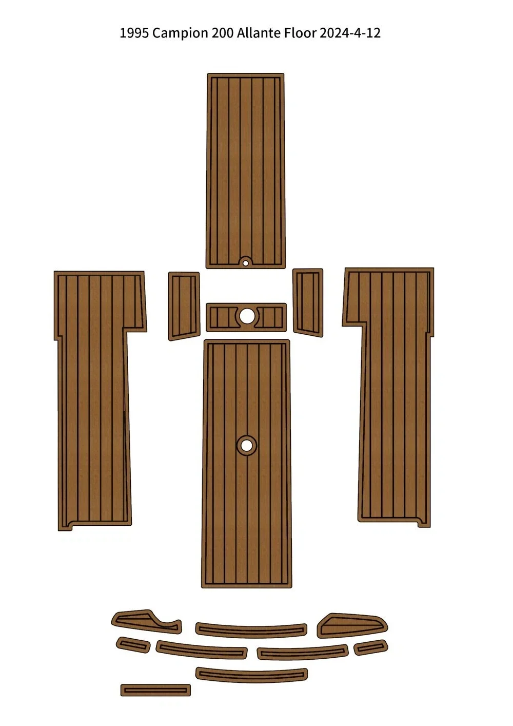 

1995 Campion 200 Allante Swim Platform Cockpit Pad Boat Customized EVA Foam Faux Teak Deck Floor Mat Boat Accessories