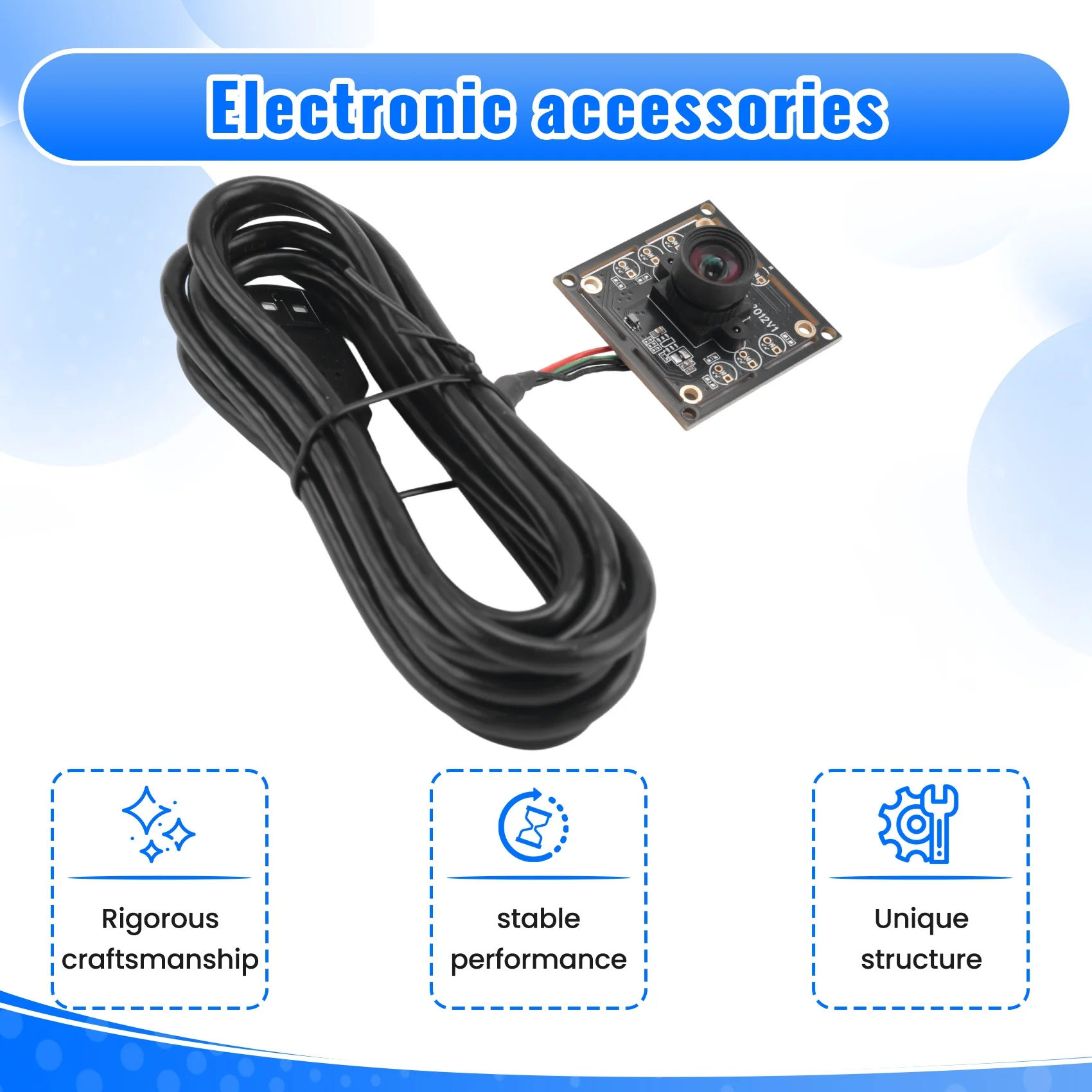 USB 프리 드라이버 수동 초점 카메라 모듈, WinXP, 7, 8/10 용 케이블 2 개, 100 도 카메라 모듈, 1MP OV9732, 1280x720, 3 개 계량기