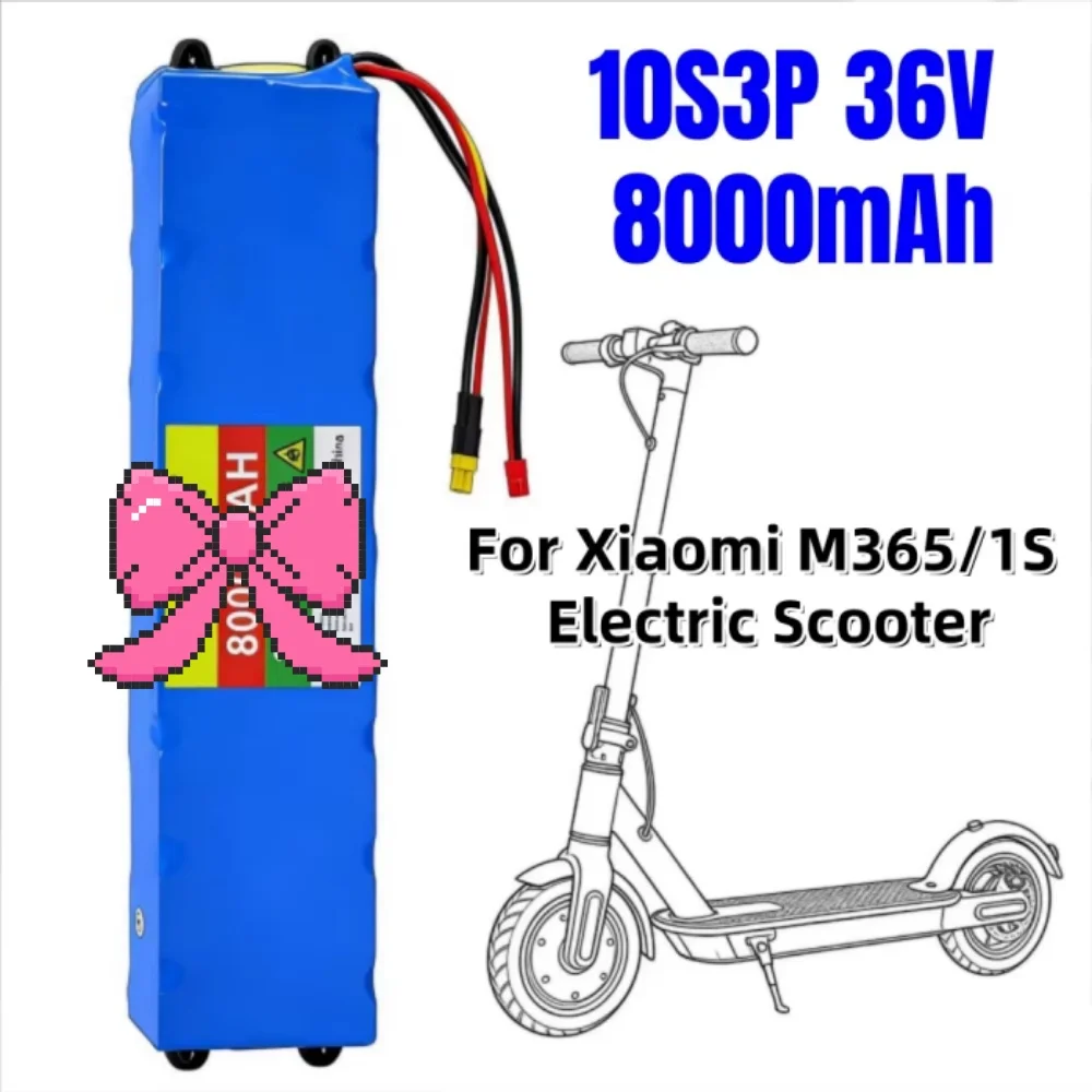 

36V 8.0Ah 10S3P Lithium Battery Pack 18650 Cells for Xiaomi M365 Electric Scooter Compatible 42V Charger High Capacity