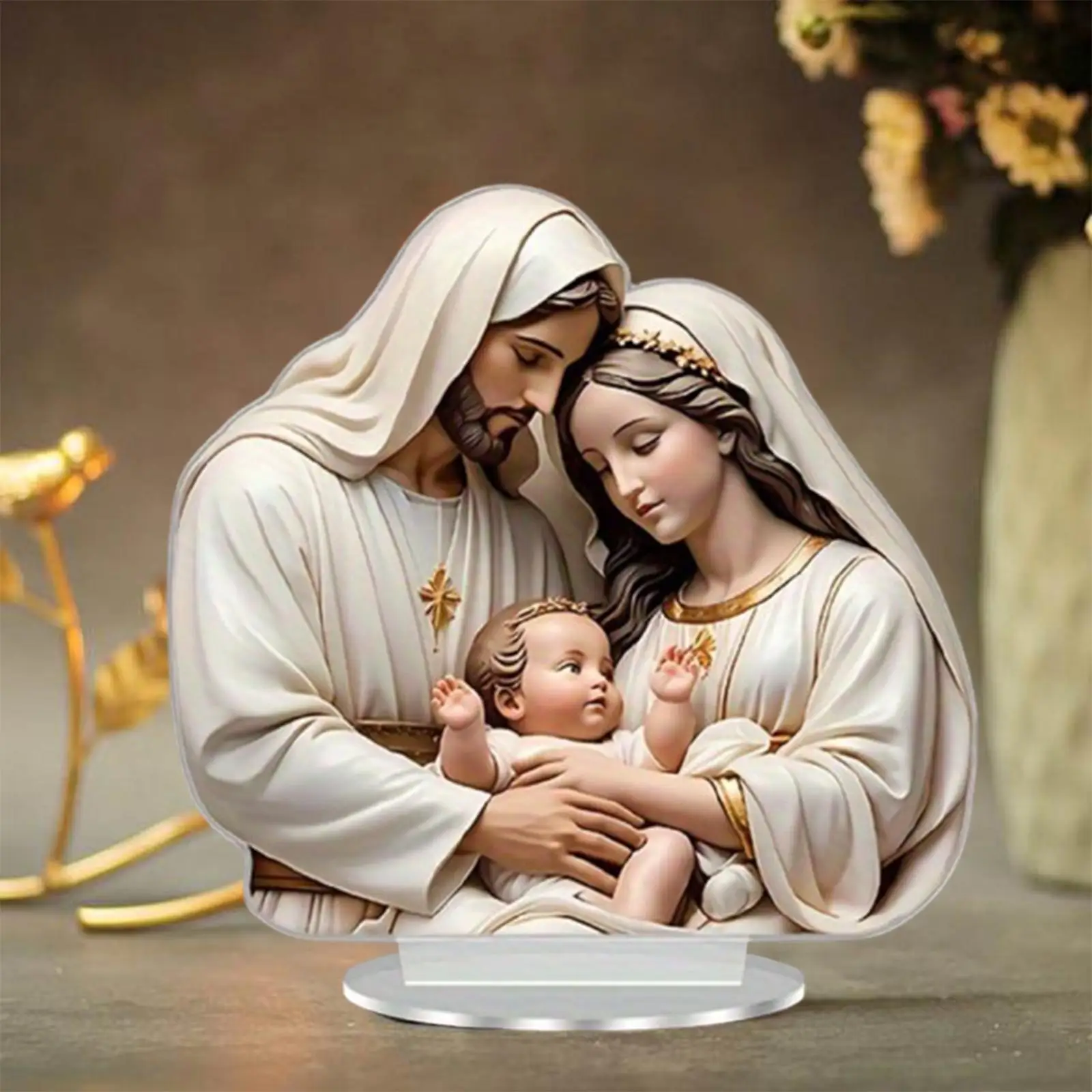 Nativity Jesus Birth Christmas Table Centerpiece 2D Flat Acrylic
