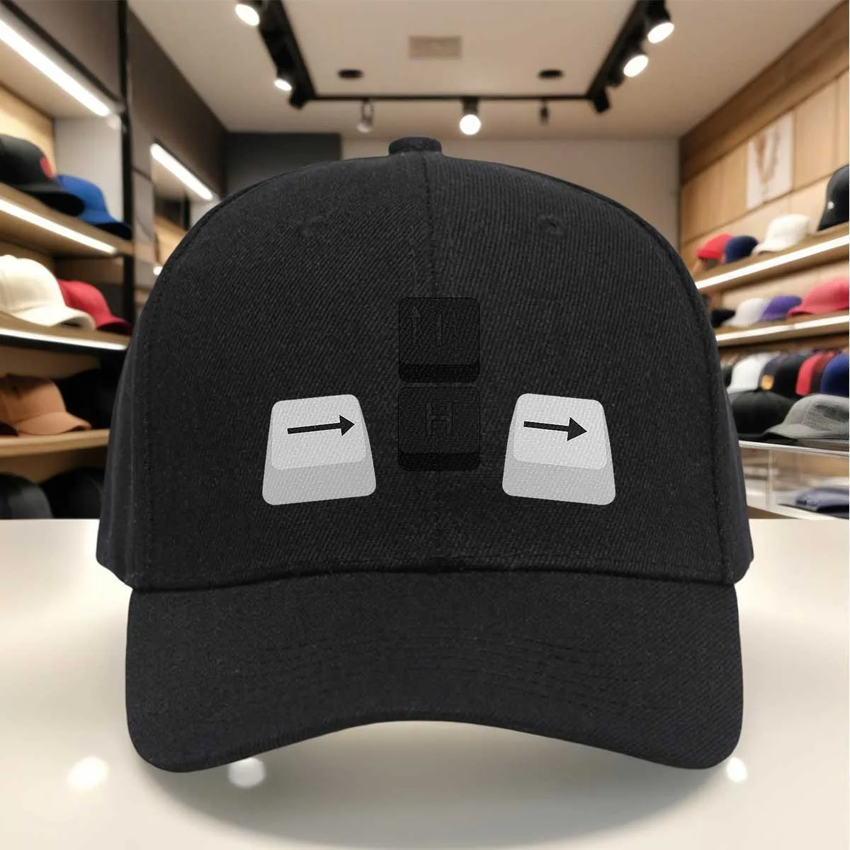Keyboard & Button Print Baseball Cap with Hook-and-Loop Closure, Adjustable Dad Hat Suitable for Gamers, Tech Gifts, Computer Th