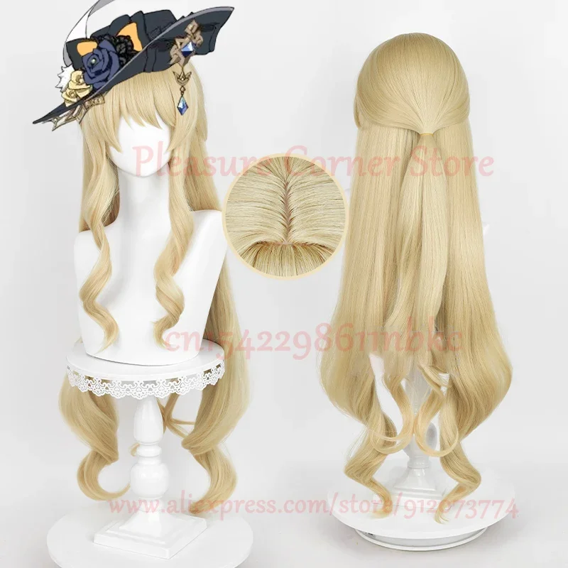 Navia Cosplay Wig Genshin Impact Cosplay Fontaine Navia Cosplay Wig Linen Gold Women Wig Heat Resistant Synthetic Role Play Wig