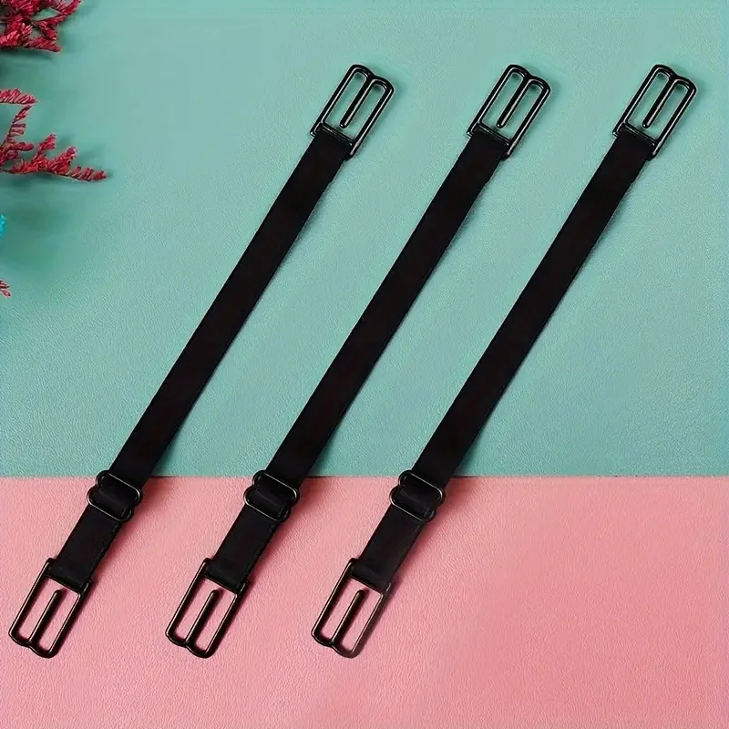 3-Pack Anti-Slip Bra Strap Holders | Adjustable Elastic Clips with Metal Buckles (Black/White/Beige)