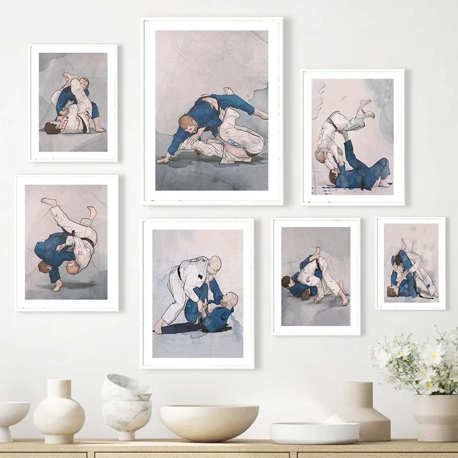 

Brazilian Jiu Jitsu Butterfly Guillotine Wall Art Canvas Painting Nordic Posters And Prints Wall Pictures For Living Room Decor