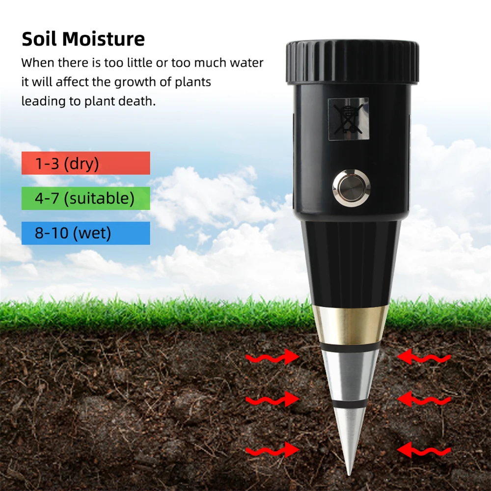 Handheld Soil Tester Environmental Humidity Meter 3~8PH Tester 2 in 1 High Precision Sensor Probe for Planting Gardening Tool