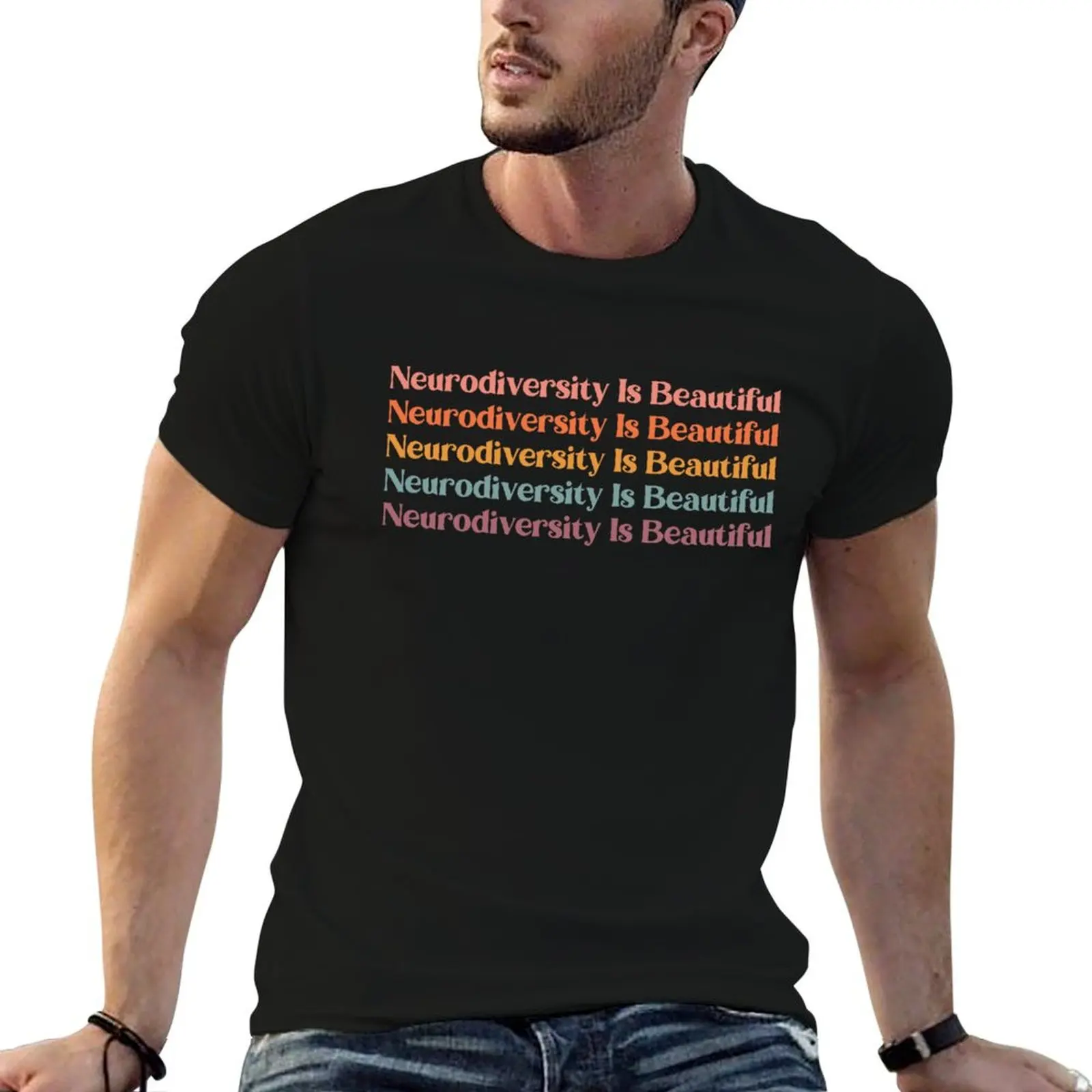 tshirt anime Neurodiversity heavy shirt Beautiful man Is t T-Shirt cotton