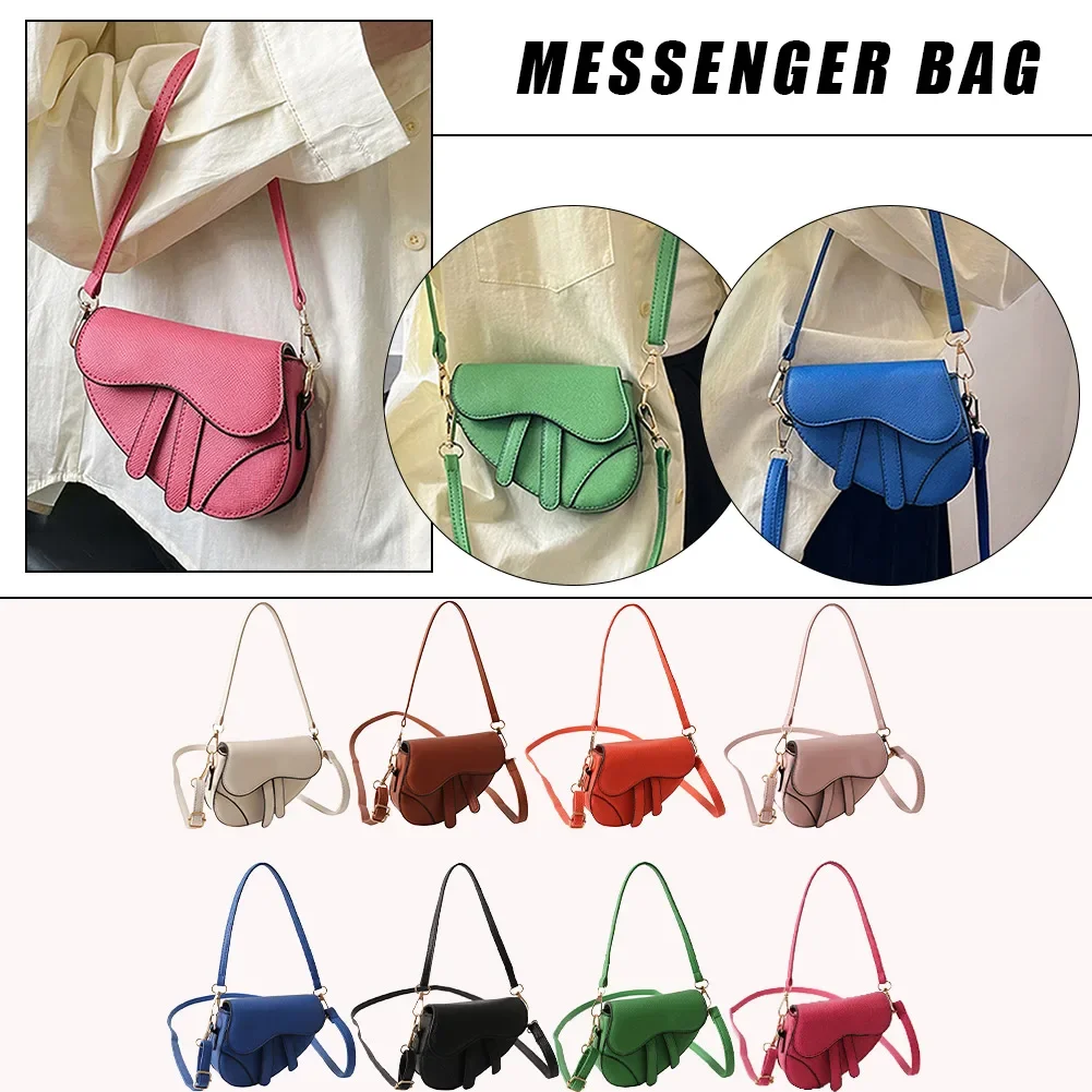 Women's New Denim Pattern Trend Contrasting Color Splicing Saddle Bag Solid Color Casual Simple Messenger Bag Designer Handbags
