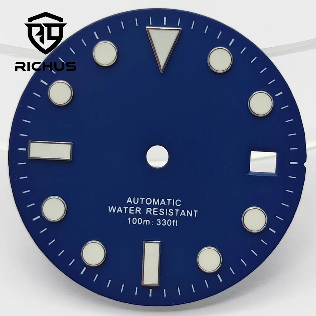 RICHUS 28,5 mm quadrante dell'orologio quadrante nero blu verde luminoso adatto NH34 NH35 NH36 ETA2824 2836 movimento Miyota8215-DG