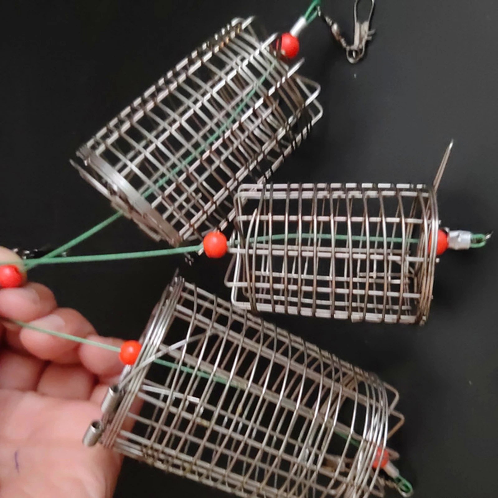 5x 솔리드 낚시 피더 케이지 트랩 바구니 컨테이너 잉어 미끼 메쉬 케이지 낚시 태클 스냅 액세서리 유치