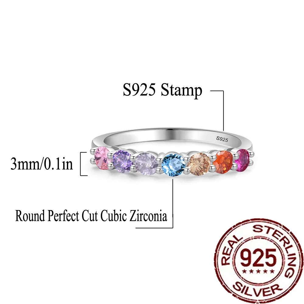 CWWZircons 925 Sterling Silver Vintage Multicolor CZ Crystal Circular Ring for Women Party Fine Finger Jewelry Accessories SR042
