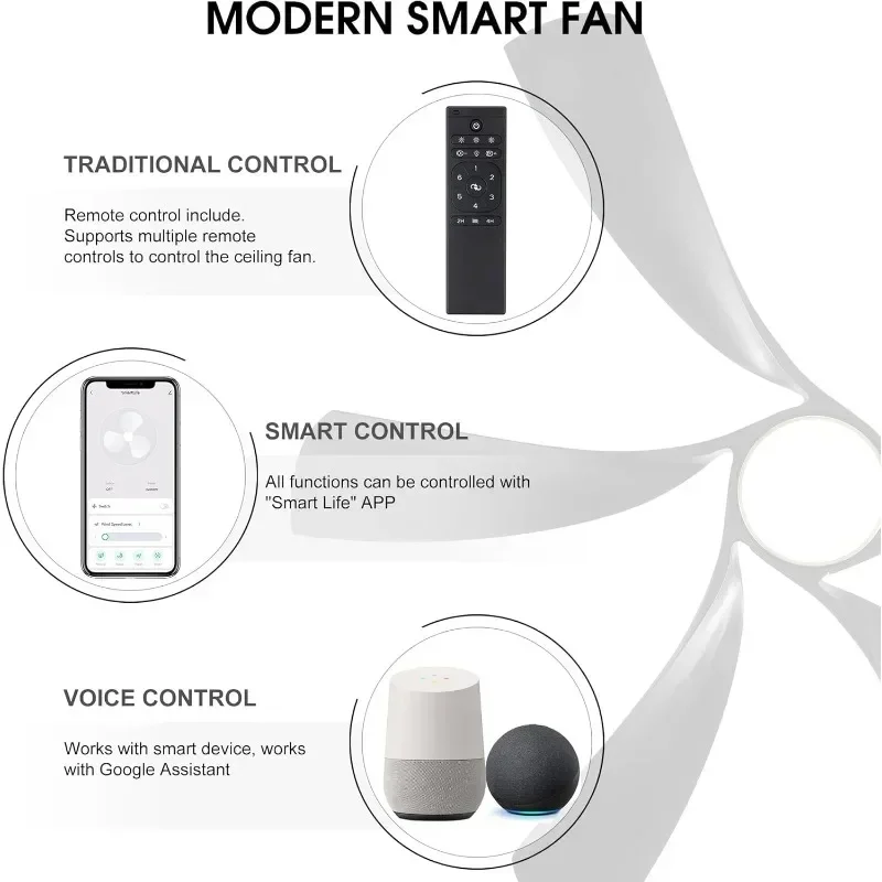 Smart Ceiling Fan Speed Remote Control Modern   Reversible  Motor Solid  Cooling Appliances  ventiladores de techo