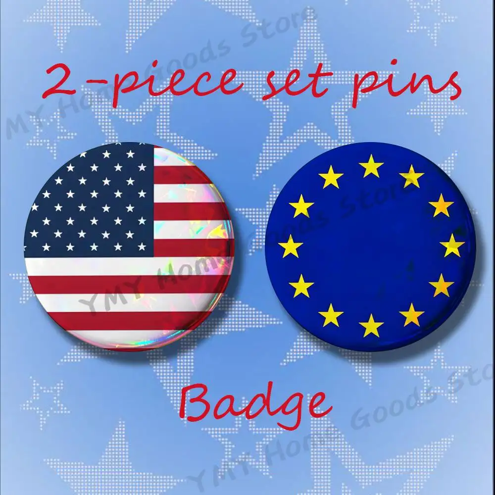National Flags of Countries Brooches for Backpack Accessories 25 32 44 58 75mm Round 2-piece set Free Mix