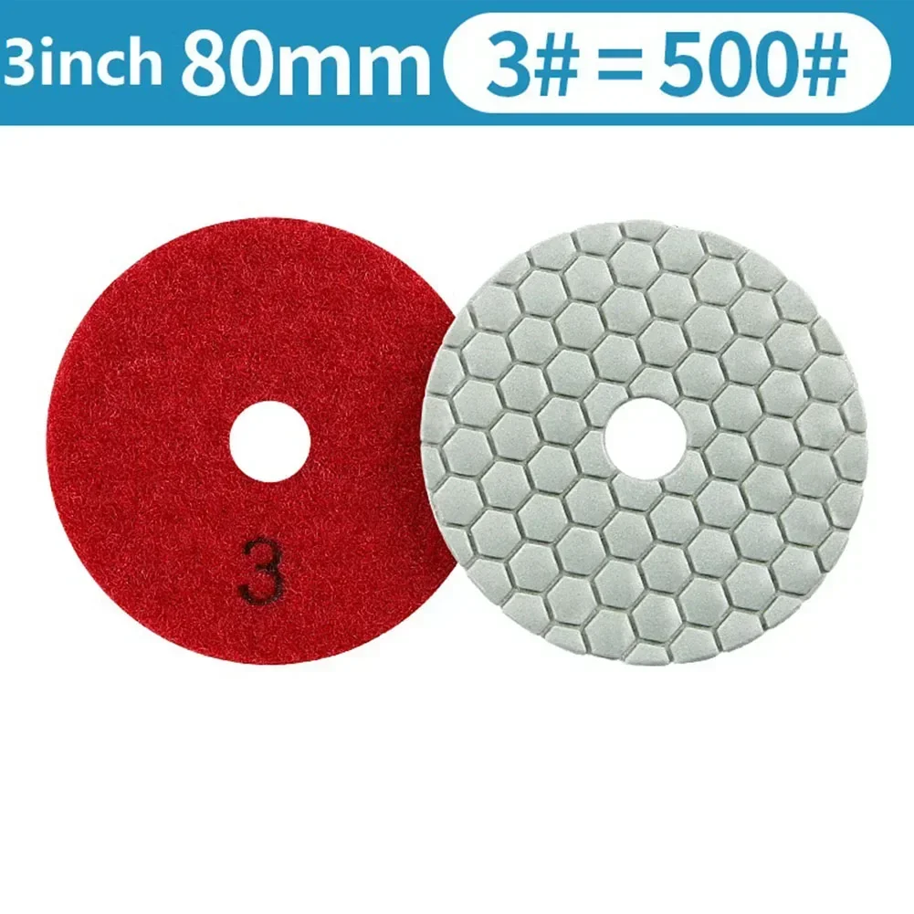 Grit 50-3000 Dry Polishing Pads Set  Diamond Polishing Pad 80x80x5mm For Marble Quartzite Glass Stone Polishing Inner 12mm