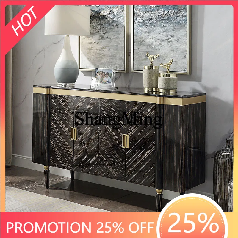 

SM luxury entrance cabinet modern simple entrance partition solid wood villa storage living room wine and dining sideboard